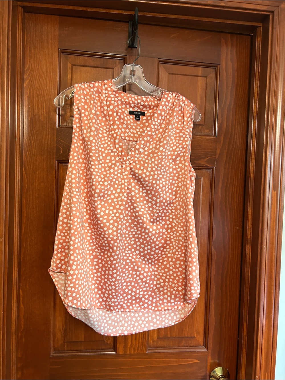 Alfani Coral Sleeveless Polka Dot V-Neck Camisole